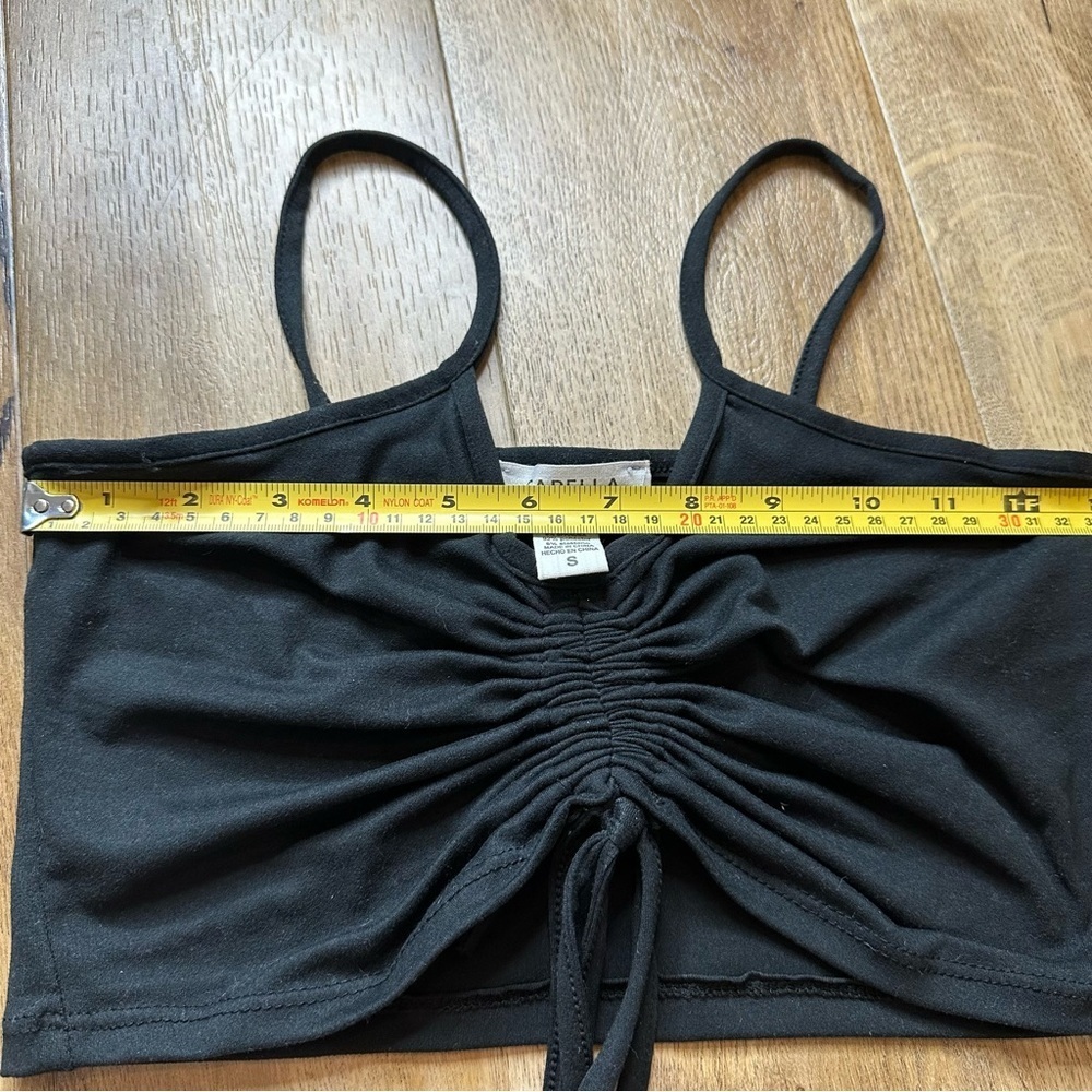 Capella Black Adjustable Scrunched Crop Top Size Small - Picture 8 of 9
